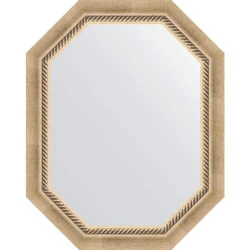 Зеркало Evoform Octagon 58x73 BY 7110 в багетной раме - Состаренное серебро с плетением 70 мм