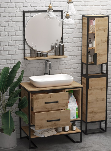 Шкаф пенал 1MarKa Grunge Loft 35Н/П Ц0000007988 Дуб Вотан МДФ / ЛДСП