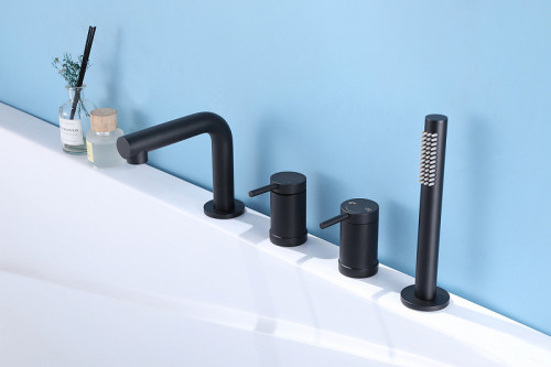 Смеситель на борт ванны Abber Emotion AF8813B Черный матовый латунь