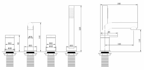 Смеситель на борт ванны Abber Emotion AF8813B Черный матовый латунь