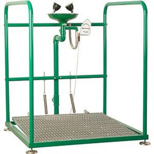Аварийный душ для промывки глаз Nofer 26 SCP380SS с платформой цвет Зеленый Нержавеющая сталь
