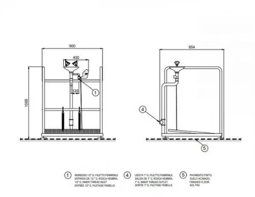 Аварийный душ для промывки глаз Nofer 26 SCP380SS с платформой цвет Зеленый Нержавеющая сталь