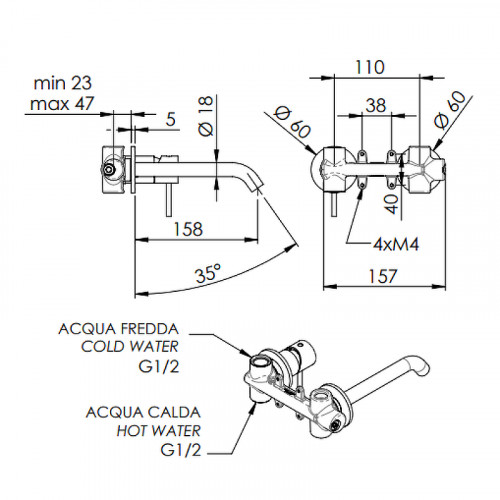 Смеситель для раковины Remer X-Style Inox SSX15P Нержавеющая сталь