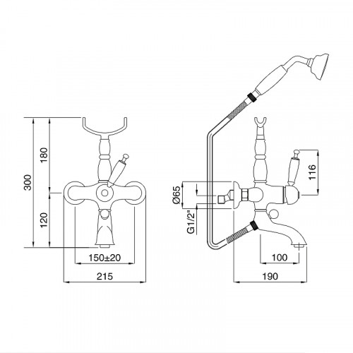 Смеситель для ванны Migliore Oxford 19085 Бронза латунь на стену