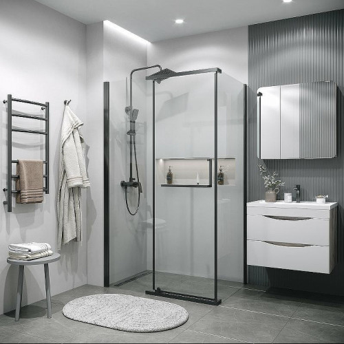 Душевой уголок Grossman Pragma 100х90 120.K33.03.1090.42.00 профиль Графит сатин стекло прозрачное