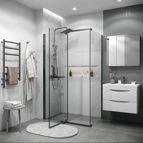 Душевой уголок Grossman Pragma 100х90 120.K33.03.1090.42.00 профиль Графит сатин стекло прозрачное