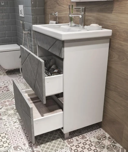 Тумба с раковиной Vigo Geometry 60 tn.GEO.FOS.60.2Y бетон-com цвет Бетон Белый