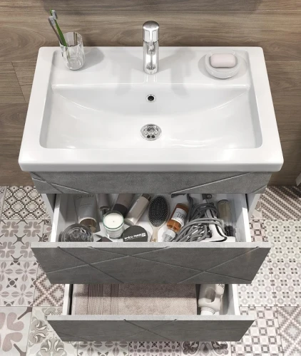 Тумба с раковиной Vigo Geometry 60 tn.GEO.FOS.60.2Y бетон-com цвет Бетон Белый