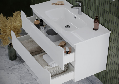 Тумба под раковину Sancos Norma 2.0 90 NR2.090W подвесная Белый глянец МДФ / ЛДСП