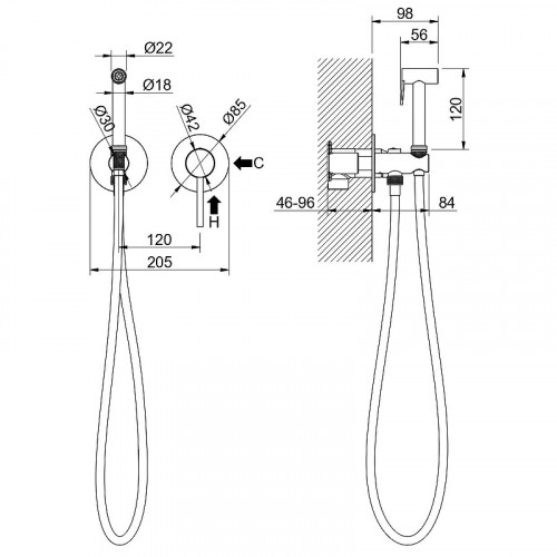 Гигиенический душ со смесителем Aquatek Европа AQ1319BG Золото шлифованное