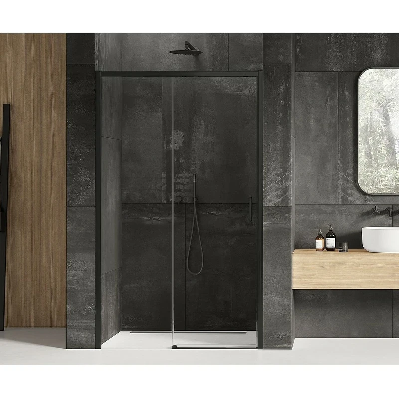 Душевая дверь New Trendy Prime Black 130 L D-0322A профиль Черный стекло прозрачное