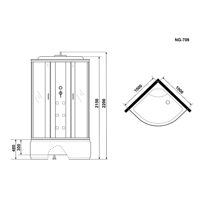 Душевая кабина Niagara Ultra 100x100 NG-709-01 с гидромассажем