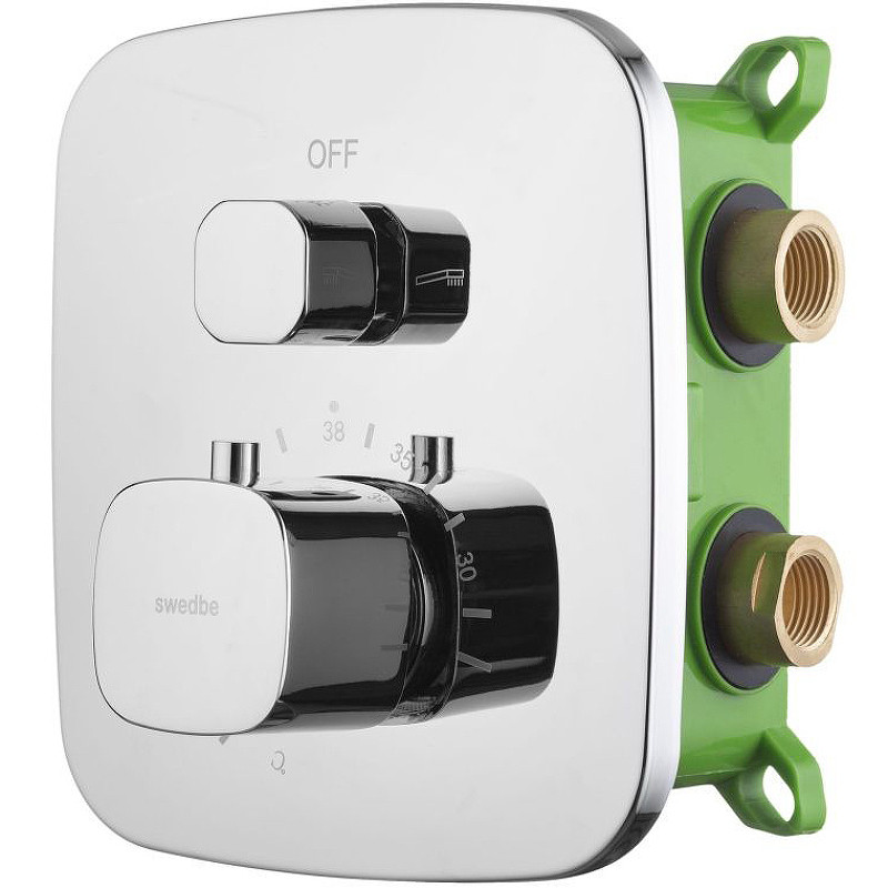 Смеситель для душа Swedbe Platta 9031 с термостатом Хром латунь встраиваемый