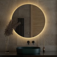Зеркало Defesto Opti 90x90 DF 2856S с подсветкой 28W-3000К/Сенсорный выключатель/Теплый белый свет