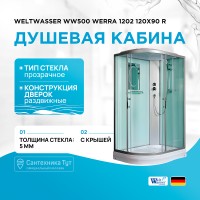 Душевая кабина WeltWasser WW500 Werra 1202 120x90 R 10000003329 без гидромассажа
