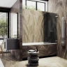 Шторка для ванны Maybah Glass MGV-649-4 405х1400 поворотная на петлях Хром глянцевый стекло графитовое матовое