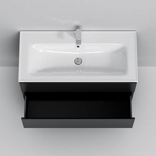 Тумба под раковину AM.PM X-Joy 100 M85AFHX1002BM подвесная Черная матовая МДФ / ЛДСП