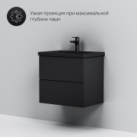Тумба под раковину AM.PM Gem 60 M90FHX06022BM подвесная Черная матовая МДФ / ЛДСП