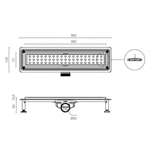 Душевой лоток Ctesi Flow Round Gold 80 BK4024750/1 с решеткой Золото