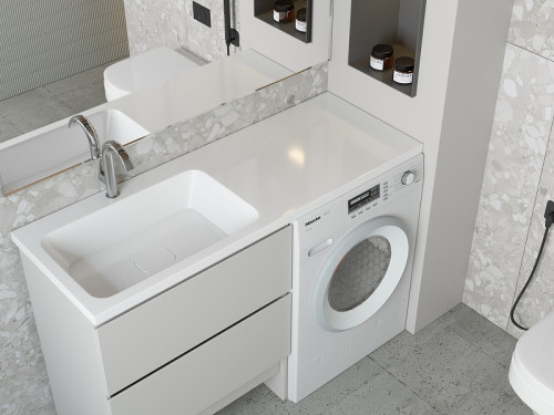 Раковина Madera Kamilla 130 L 4627173210591 на стиральную машину Белая