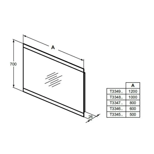 Зеркало Ideal Standard Mirror Light 100 T3348BH с подсветкой прямоугольное