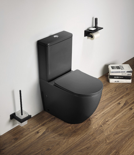 Унитаз компакт CeramaLux 2166XMDH Серый матовый с бачком и сиденьем Микролифт фаянс напольный