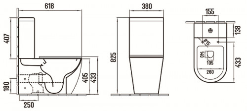 Унитаз компакт CeramaLux 2166XMDH Серый матовый с бачком и сиденьем Микролифт фаянс напольный