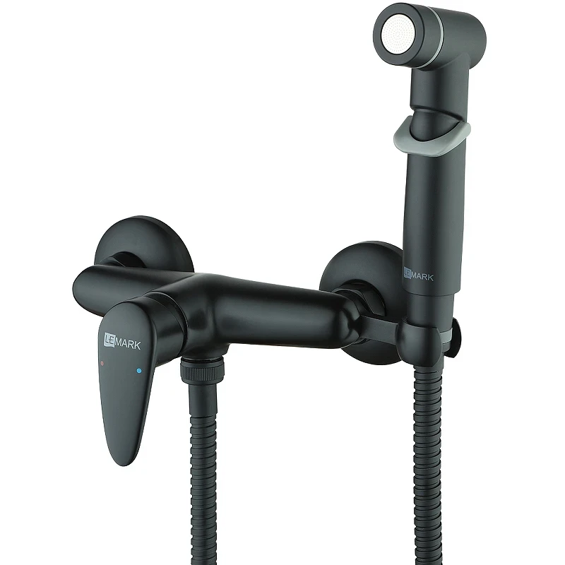 Гигиенический душ со смесителем Lemark Pramen LM3318BL Черный латунь на стену