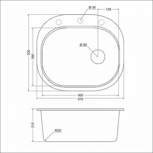 Кухонная мойка Emar Quartz 57 EMQ-1570.C цвет Алмаз