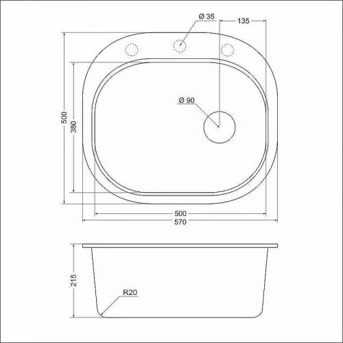 Кухонная мойка Emar Quartz 57 EMQ-1570.C цвет Алмаз