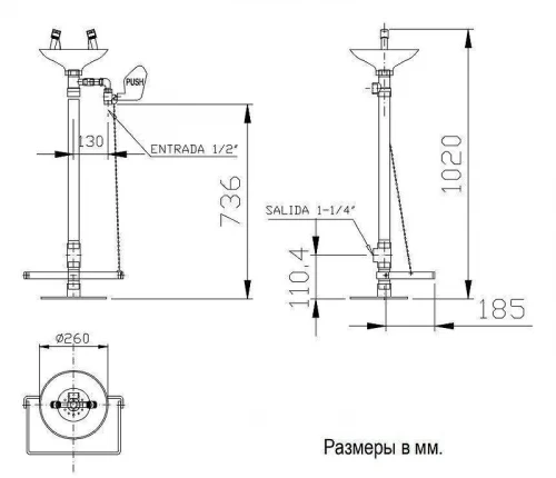 Аварийная раковина для промывки глаз Nofer 26 SC380SS с рычагом и педалью цвет Зеленый Нержавеющая сталь