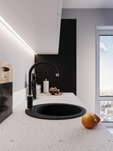 Смеситель для кухни Emar Quartz 3004.8 цвет Морион