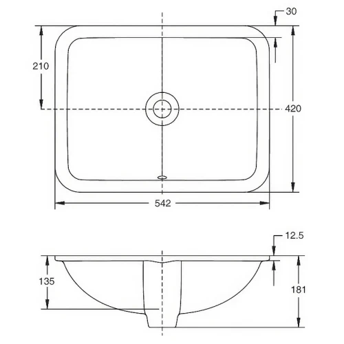 Раковина встраиваемая снизу Jacob Delafon (Kohler) Caxton 55 20413T-0 цвет Белый