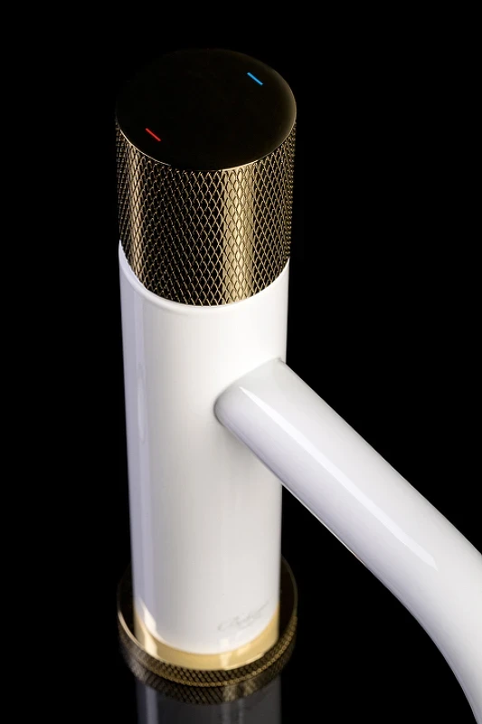 Смеситель для раковины Boheme Stick 121-WG.2 Белый Золото латунь