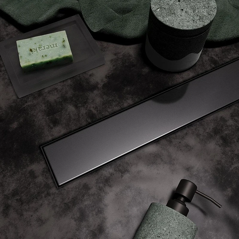 Душевой лоток Veconi Stesso Graphite 400 VS400GR с решеткой цвет Графит брашированный / под плитку