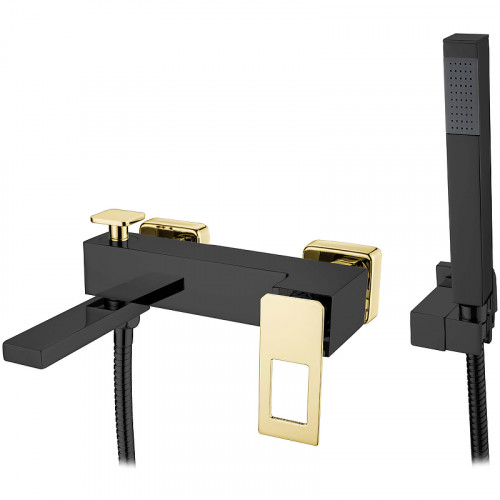 Смеситель для ванны Boheme Q 143-BG Черный Золото латунь на стену