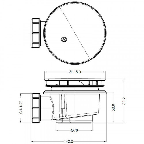 Сифон для душевого поддона BelBagno BB-01-90 Серый