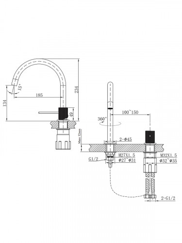 Смеситель для раковины AltroBagno Bilancia 010903 BG цвет Золото матовое