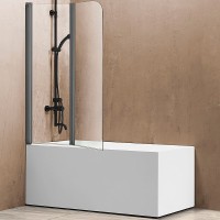 Шторка на ванну Vincea 114x140 VSB-12114CLGM профиль Вороненая сталь стекло прозрачное