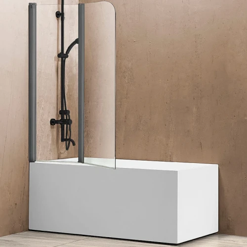 Шторка на ванну Vincea 114x140 VSB-12114CLGM профиль Вороненая сталь стекло прозрачное