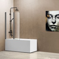 Шторка на ванну Vincea 114x140 VSB-12114CLGM профиль Вороненая сталь стекло прозрачное