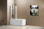 Шторка на ванну Vincea 114x140 VSB-12114CLGM профиль Вороненая сталь стекло прозрачное
