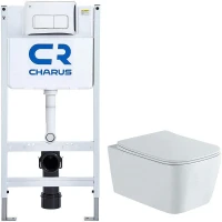 Унитаз с инсталляцией Aquatek Либра New AQ1148N-00 + Charus City CR.200.21.01 с сиденьем Микролифт и клавишей смыва Хром глянцевый
