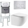 Комплект унитаза с инсталляцией WeltWasser AMBERG 497 ST + MERZBACH 043 MT-WT + AMBERG RD-MT CR 10000011417 цвет Белый матовый с сиденьем Микролифт и клавишей смыва цвет Хром матовый