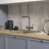 Кухонная мойка Reflexion Base 43 RX0743SD цвет Песочный со смесителем Kaiser County 55244-11 Бежевый мрамор