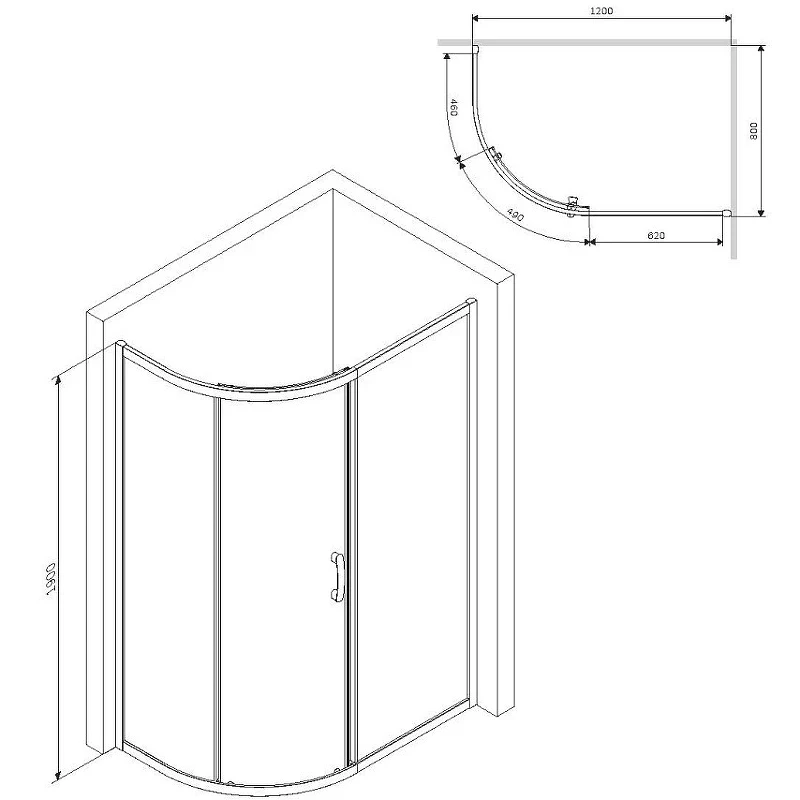 Душевой уголок AM.PM Like Solo Slide 120x80 W83UG-302U120CG профиль Хром глянцевый стекло тонированное