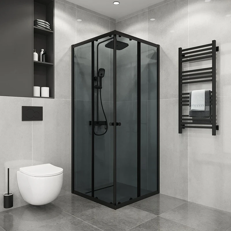 Душевой уголок Niagara Eco 80х80 NG-1008-14QT профиль цвет Черный матовый стекло тонированное