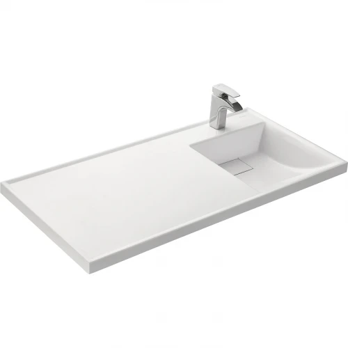Раковина Aquaton Лондри 105 R 1A72223KLH010 с местом под стиральную машину Белая искусственный камень (литьевой мрамор) подвесная, полувстраиваемая, с местом под стиральную машину