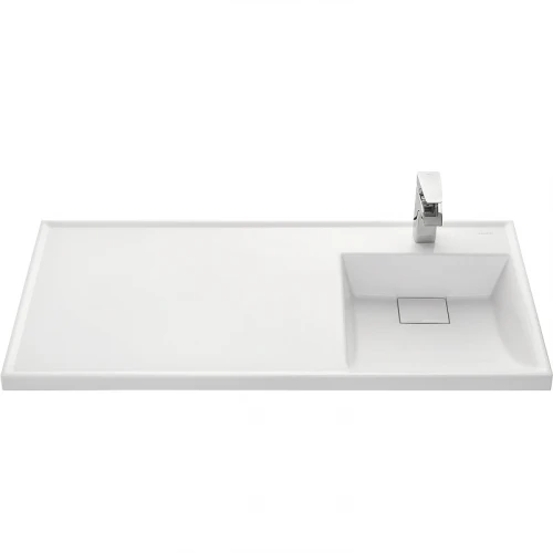 Раковина Aquaton Лондри 105 R 1A72223KLH010 с местом под стиральную машину Белая искусственный камень (литьевой мрамор) подвесная, полувстраиваемая, с местом под стиральную машину