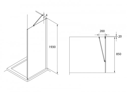 Душевая стенка Roca Capital 90 M4409016M профиль Черный стекло прозрачное